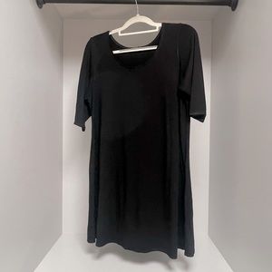 Eileen Fisher Womens XL Black Scoop Neck Tee Shirt Short Sleeve 100% Cotton